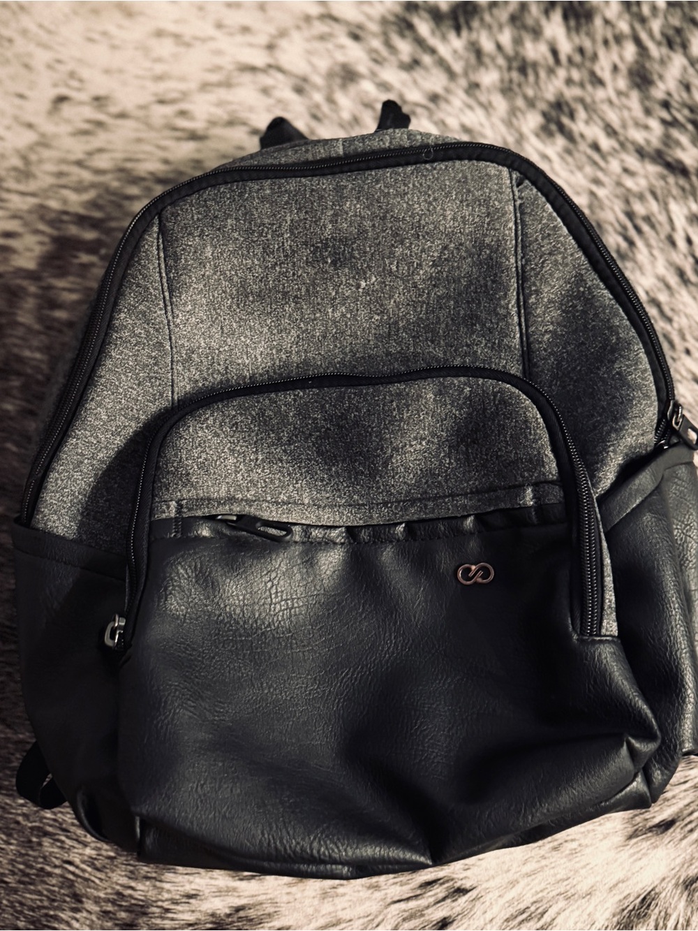 CALIA by Carrie Underwood Gray and Black Faux Leather Backpack